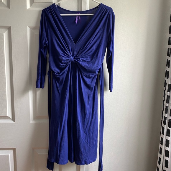 Seraphine Royal Blue Knot Front Maternity Dress - Picture 2 of 3